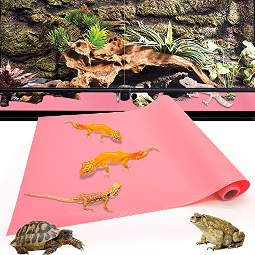 Bearded Dragon Tank Accessories Reptile Tank Accessories Leopard Gecko Tortoise Habitat Accessories Reptile Terrarium Carpet Substrate for Non-adhesive Reptile Habitat BeddingïŒpink 79inchïŒ (Pink)