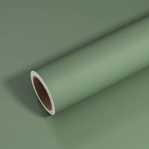VEELIKE Tapete Salbeigrün Vintage 40cm x 900cm Klebefolie Grün Möbelfolie Selbstklebend Folie für Möbel Wandtapete Badezimmer Wasserfest Küchentapete Dekorfolie Schrank Schlafzimmer Tischdeko