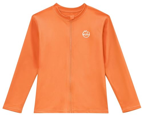 Willit Boys Rash Guard Swim Shirt Long Sleeve Baby/Toddler Girls UPF 50+ Sun Protection Shirt Quick Dry Orange 18-24 Months