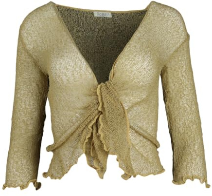 KIRAN FASHION Boléro court extensible à manches 3/4 pour femme en tricot fin Taille unique