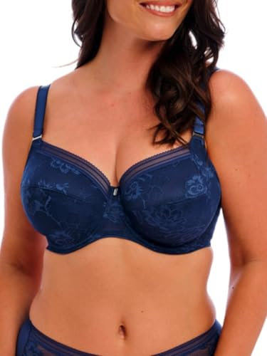 Fantasie Women's Fusion Lace Underwire Side Support Bra Full Coverage, French Navy, 34E