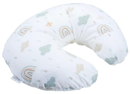 Cuddles Collection Nursing Pillow with 100% Cotton Cover - Removable Cover Breastfeeding Pillows for Comfortable Nursing Support Baby Pillow (Rainbow)