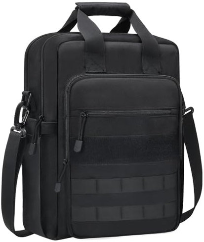 Jetviivid Vertical Messenger Bag for Men, 13-14 Inch Tablet Tactical Shoulder Bag, Cross Body Satchel Bag Briefcase for Work Business Office Travel College Daily, Black