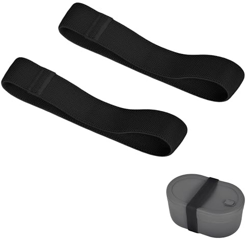 2PCS High Elastic Bento Strap, Practical Black Lunch Box Straps Elastic, Secure Your Containers with Reliable Bento Box Lunch Accessories for Travel Home School and Work Use