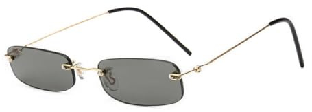 Bemonew Occhiali da sole da uomo retrò, rettangolari, occhiali da sole vintage, stretti, sottili, senza cornice, occhiali da sole per uomini e donne