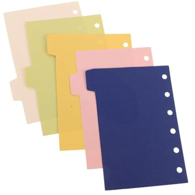 Operitacx Separadores de Pestañas para Cuadernos A7 Mini, 5 Hojas Divisorias de Índice de Carpeta, Papel Resistente para Oficina, Escuela y Hogar, Organizador Compacto para