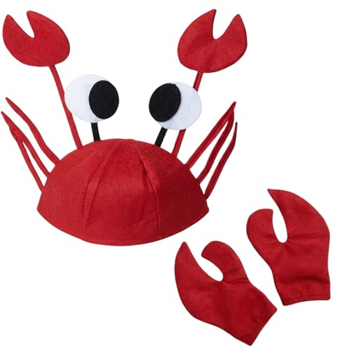 IAndhy Crab Costume Accessories, Under The Sea Costumes For Adults, Lobster Costume Set With Adjustable Crab Hat And Claw Gloves, Sea Creature Costume For Themed Parties And Festivals