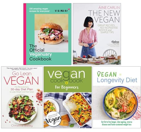 The Official Veganuary Cookbook [Hardcover], The New Vegan, Go Lean Vegan, Vegan Cookbook For Beginners & The Vegan Longevity Diet 5 Books Collection Set