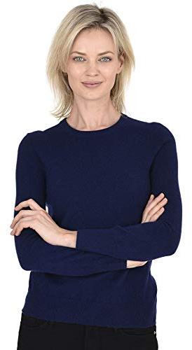 Cashmeren Women’s Basic Crewneck Sweater 100% Pure Cashmere Long Sleeve Round Neck Pullover (Navy, Medium)