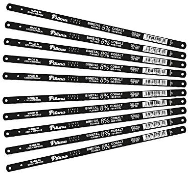 PILANA - Hoja de sierra manuales bimetálica para metal 8% Cobalt 24 TPI, 10 unidades