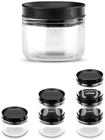 Dreamfarm Ortwo Replacement Jars | Refillable Grinder | Salt, Pepper and Spice Mill Replacement Jars | Black, Glass, 2oz