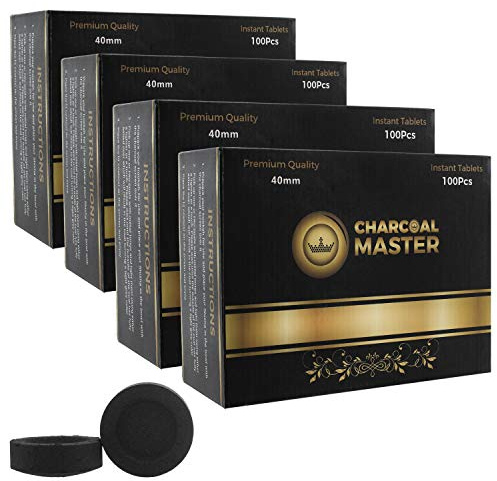 Instant Light Charcoal Briquettes Natural Coal Disks Slow Burn and Low Smoke (400) Set of 400 Rolls 40 mm Quick Light