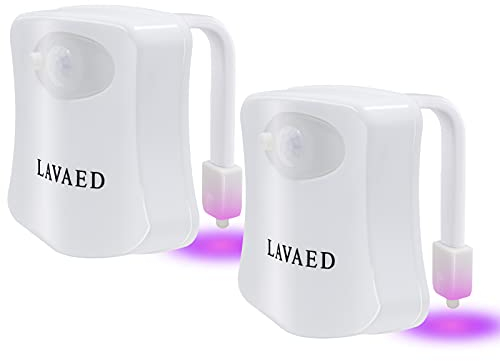 Lavaed WC-Nachtlicht mit Bewegungssensor und 8 wechselnden Farben, für WC-Schüssel, Sitzlampe für Badezimmer (2er-Pack)
