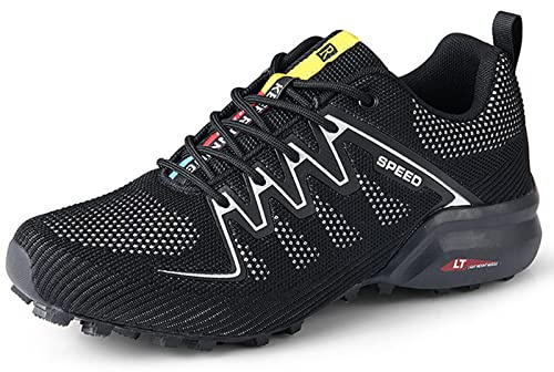 KUXUAN Cycling Shoes for Men - Peloton, Road Bike, MTB - Non-slip and Breathable Casual Shoe - Black, 45 EU