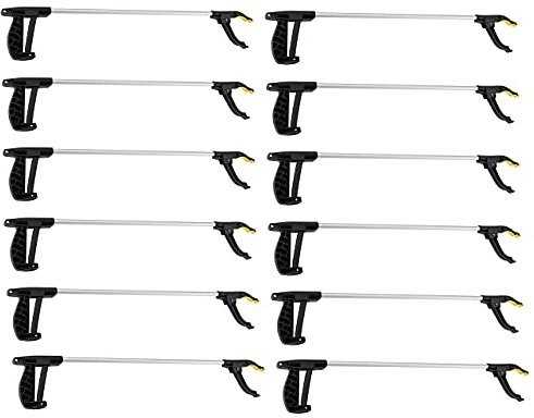 Straame Garden | Litter Picker Grab & Grip Reaching Litter Rubbish Pick Up Tool | Leaf Grabber Stick | Multiuse Grabber Light Items (Standard Pick Up Tool Pack of 12)
