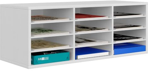 EasyPAG 12 Compartimentos Madera A4 Bandeja Archivador Organizador Hojas Soporte Documentos Clasificador Oficina Almacenamiento Escritorio Estante Papeles,Blanco