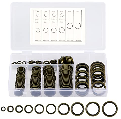 Hossom 150 Stück Hydrauliköl Dichtringe mit Gummilippe, M6-M24 Ölring Ablassschraube Dichtung, Ölablassschraube Dichtring Bonded Seal Dichtring, Dichtungsringe Sortiment 10 Größen