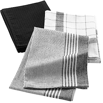 Douceur d'Intérieur Vibrato - 3 paños, 50 x 70 cm, Negros, de algodón Tejido