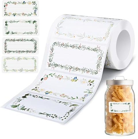 AiQInu Etiquetas Adhesivas,500PCS Personalizadas Etiquetas de Congelació, Escriturable Pegatinas Decorativas para Mermelada, Sobre, Hecha Mano, Bolsa de Regalo