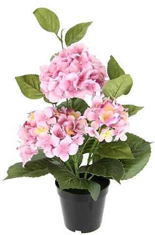 Flair Flower Hortensia artificial en maceta, flores artificiales, arbusto de hortensias, planta artificial, planta de balcón, arbusto, planta artificial, decoración de terraza, planta en maceta, boda,