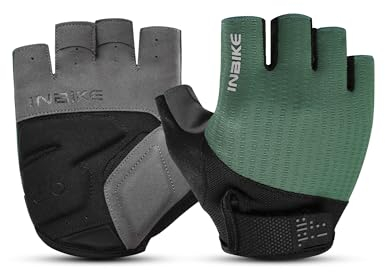 INBIKE Fahrradhandschuhe MTB Moutainbike Handschuhe Sommer Haslbfinger Fingerlos Herren Damen Radsport rutschfest Stoßfest Elastisch Reflektierend Atmungsaktiv Radsport Multifunkton IHC215 Grün XL
