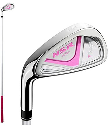 Fer de golf avec manche en graphite pour gaucher, junior #7/#9 pour garçons et filles, sports golfeurs (6-8 ans, #9-rose)