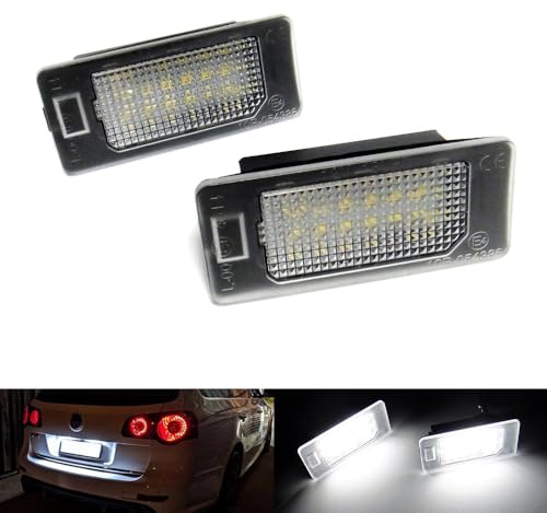 RZG 2x LED Licence Number Plate Light White Canbus For Golf Variant Passat Variant ID.4 Tiguan Touareg Touran T-Cross Transporter T6