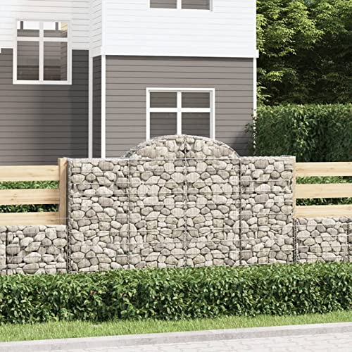CIADAZ Gabionen mit Hochbogen 8 STK Gabionenkörbe, Gabionen Hochbeet, Steinkorb, Gabionengitter, Drahtkorb Für Pflanzen, Kräuterspirale Für Garten, 200x50x120/140cm Verzinktes Eisen