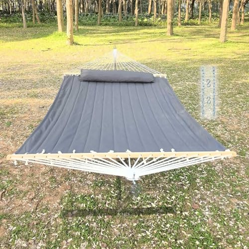 GOCAN Hamac double avec tissu matelassé et barres d'écartement, plus long et plus robuste, hamacs de qualité pour extérieur, intérieur, patio, cour