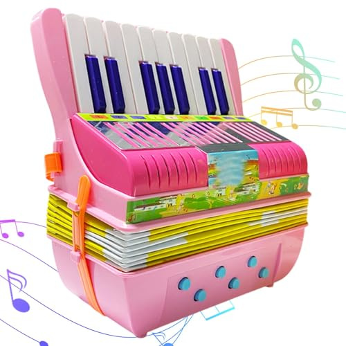 Huxibai Kids Accordion Toy - 17Keys Button Accordion Small Accordion Toy,Educational Toy Preschool Lightweight Musical Instrument for Beginners & Kids