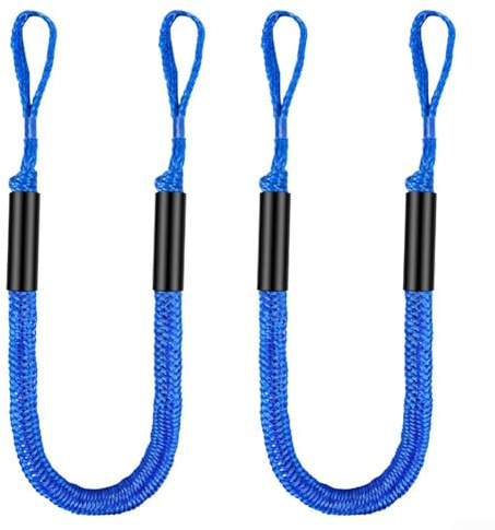 Besttoolifes Ligne de quai flexible de 1,3 m avec noyau en latex élastique pour absorption des chocs d'amarrage de 1 043 kg pour jet ski, ponton, petit yacht élastique (bleu, 2 pièces)