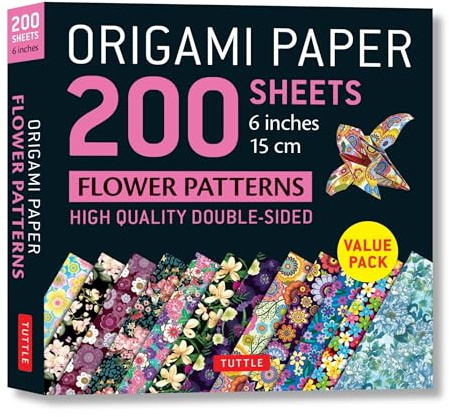 Origami Paper 200 Sheets Flower Patterns 6 in 15 cm: Double Sided Origami Sheets Printed with 12 Different Designs (Instructions for 6 Projects Included)
