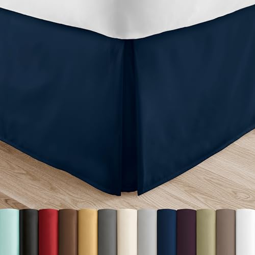 Linen Market Bed Skirt - Ultra Soft Microfiber - Easy Fit with 14 Inch Tailored Drop - Hotel Quality, Shrinkage & Fade Resistant - Bed Cover - Queen Bed Set - Bedroom Décor - (Queen, Navy)
