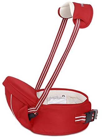 SONARIN Multifunktionaler Hipseat Baby Carrier Babytrage,Freie Größe,Kleinkind-Hüft-Sitzträger,Vorderer Träger-Gurt,4 tragende Positionen(Rot)
