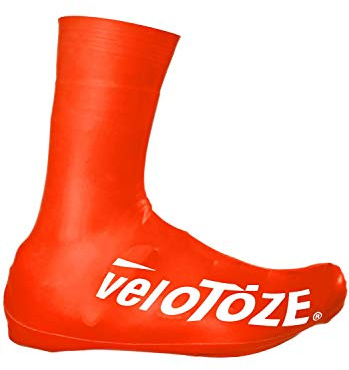 veloToze Tall Shoe Cover 2.0 - Covers Road Cycling Shoes - Water-Proof, Windproof Overshoes for Bike Rides in Spring, Fall, Winter Rainy, Cold Weather - Bright Colors Make Road Biking Trips Safer Red