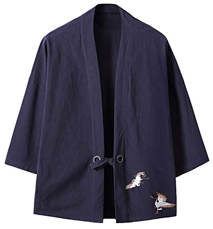 Herren Kimono Baggy Baumwolle Druck Mantel Haori Jacke Übergangsjacke Japan Happi Kimono