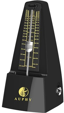 AUPHY Mechanical Metronome with Accent Bell, Classic Shape, Accurate Beat, Multiple Beat Modes, Suitable for Piano Guitar Drums Violin Saxophone etc,Black