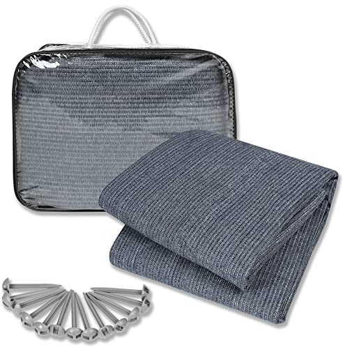 Froadp HDPE Campingteppiche Outdoor Markisenteppich Wohnmobil Vorzeltteppich mit Aluminiumloch Nägeln & Tragetasche Waschbar Zeltböden Matte rutschfest Bodenplane Zeltunterlage 300 x 300 cm