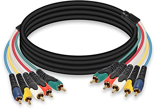MEIRIYFA Câble audio vidéo 5 RCA mâle RVB vers 5RCA mâle plaqué or pour DVD, TV/HDTV, VCR, lecteur CD VCR, caméscope, projecteur (1,5 m)