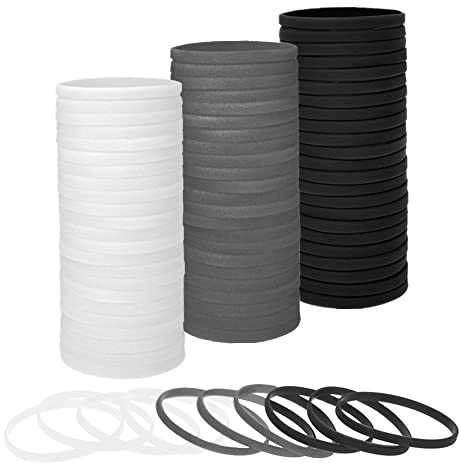 MUKA 100 st tunna silikonarmband, gummiarmband för kvinnor män tonåringar (vit svart grå)