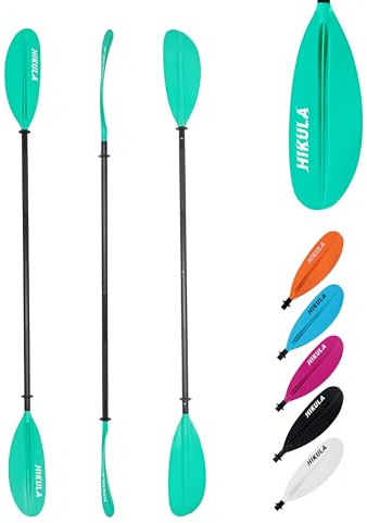 HIKULA Kayak Paddles Aluminum Shaft Paddle with Nylon Blades, Floating Adjustable Kayaking Oars, 3 Piece, 220-240cm/86-94 Inches,Black/Rose/Teal