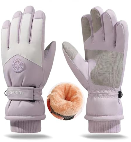 ROERPPM Guanti da sci invernali da donna, antivento, spessi, invernali, antivento, spessi, tengono al caldo, delicati sulla pelle, per attività all'aperto, ciclismo, touchscreen (viola)
