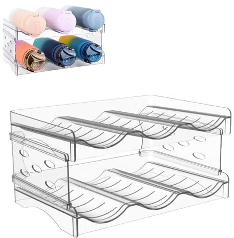 Portabottiglie Vino e Acqua Impilabile, Porta Bottiglie Acqua Impilabile per 6 Bottiglie, Plastica Portabottiglie da Frigo per Bottiglie di Vino, per Piano di Lavoro Della Cucina, Armadio, Ufficio