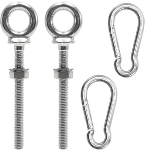 YDHfdc 2 Piezas Tornillos de Ojo Acero Inoxidable M8 x 80 mm Pernos de Ojo con Tuerca y Arandelas Perno de Ojo de Elevación con Mosquetón para Fijación y Suspensión