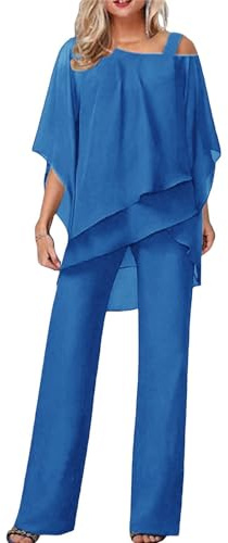 Generico Tute Eleganti Donna Estivo Due Pezzi Completo di Pantaloni Lungo e Lavoro Completi Baggy Vestito Senza Maniche Casual Playsuit Moda Formale Tailleur Curvy per Matrimoni e Feste