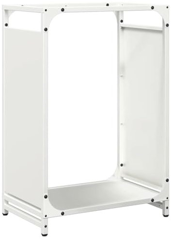 vidaXL firewood rack - cold-rolled steel log holder - white fireplace wood storage - indoor outdoor fire log rack 44x28x65 cm - 60 kg capacity