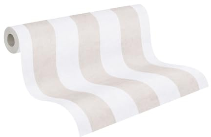 A.S. Création papier peint intissé à motif à rayures en beige, crème - papier peint décoratif 10,05 x 0,53 m Made in Germany - 770781