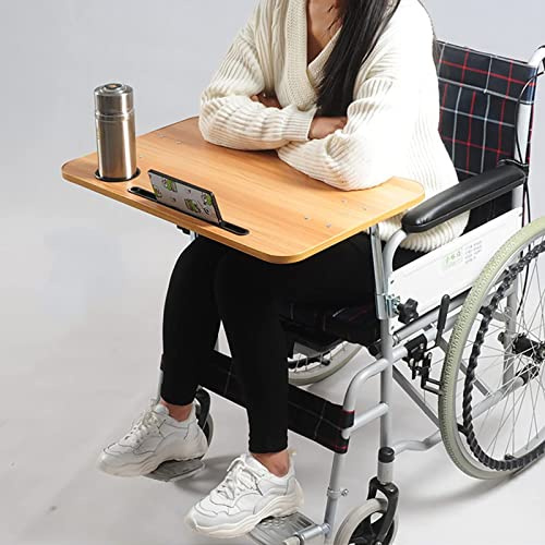 Plateau en bois pour fauteuil roulant – Planche à manger amovible et support de téléphone – Accessoire essentiel pour salle à manger et activités