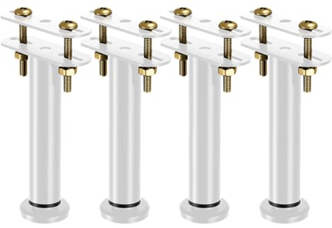 LUPATDY Gambe del Letto Regolabili in Altezza 18 -32 cm, 4 Pezzi, Set di Rinforzo per Travi Centrali e Rete a Doghe, Robusti Piedini di Supporto per Telaio del Letto (Bianco)