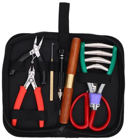POENVFPO Ensemble d'Outils de Cordage de Raquette, Kit Complet de Cordage de Tennis et de Badminton avec Sac de Rangement, Outils en Métal de Haute dureté pour Débutants et Professionnels